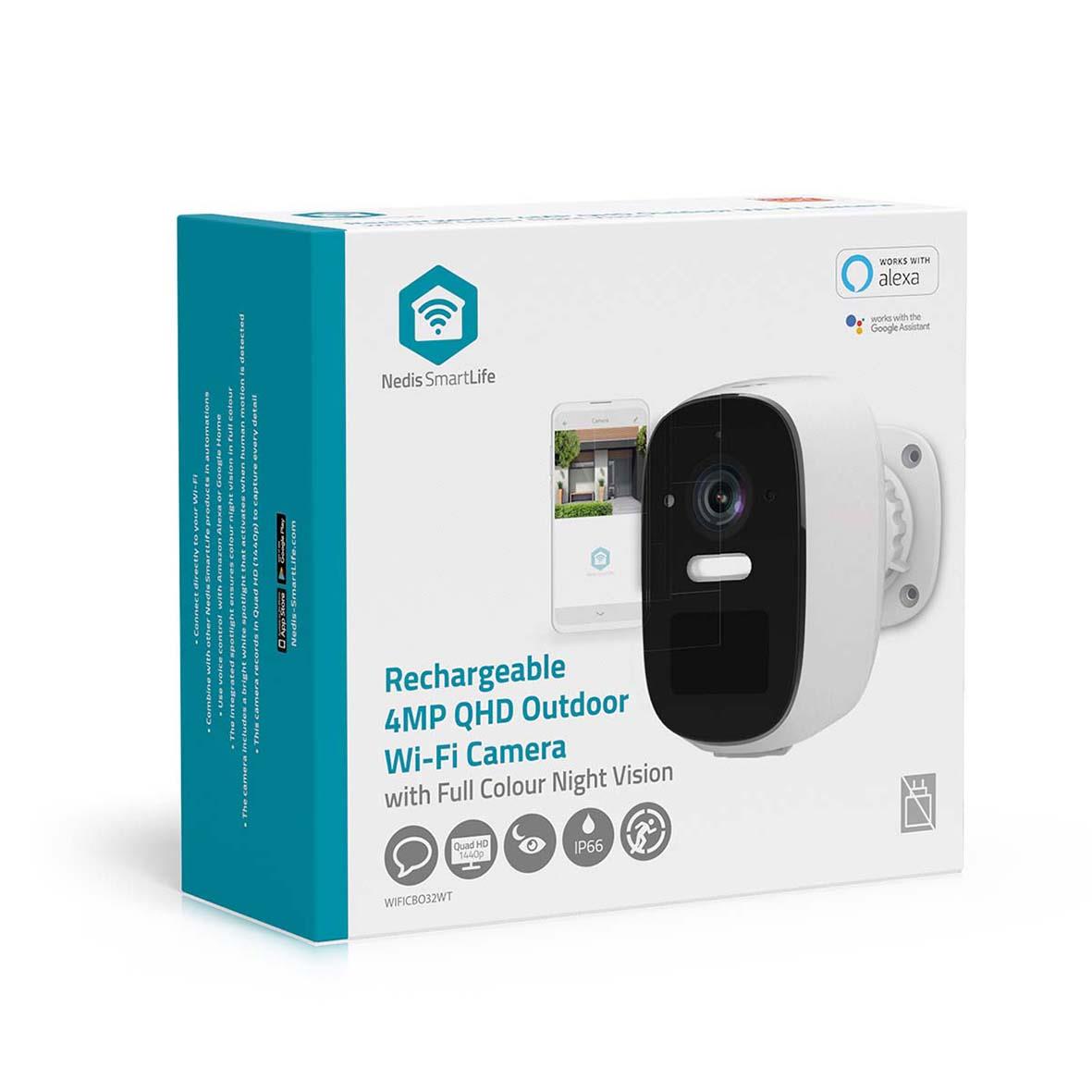 Vit Nedis utomhusövervakningskamera med Wi-Fi och fullfärgs nattvision