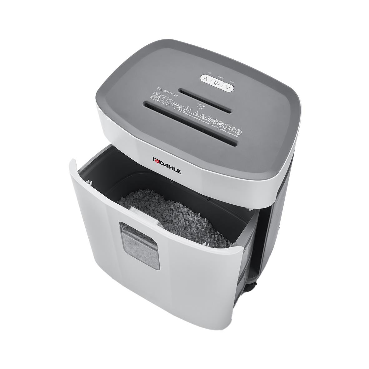 Dahle PaperSafe 240 P4 dokumentförstörare med pappersfack och kontrollpanel