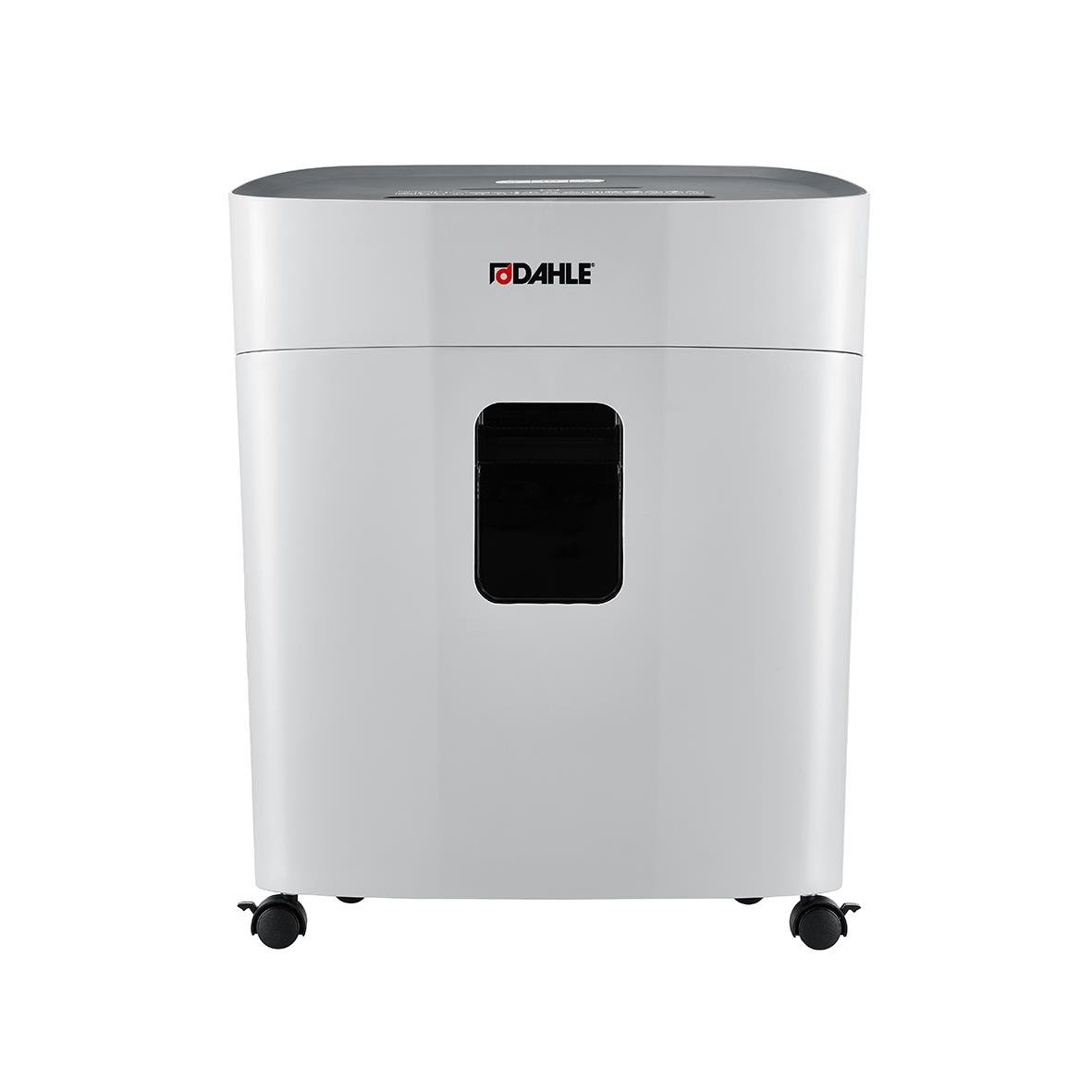 Dahle PaperSafe 260 P4 dokumentförstörare i vitt med fönster och hjul
