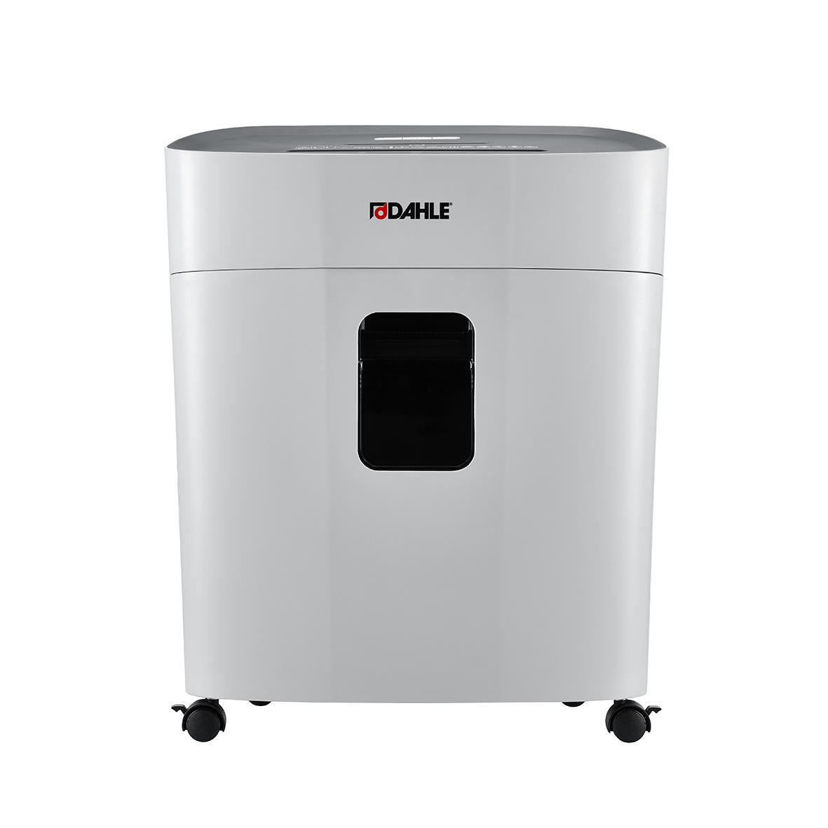 Dahle PaperSafe 420 P5 dokumentförstörare i vitt med fönster och hjul