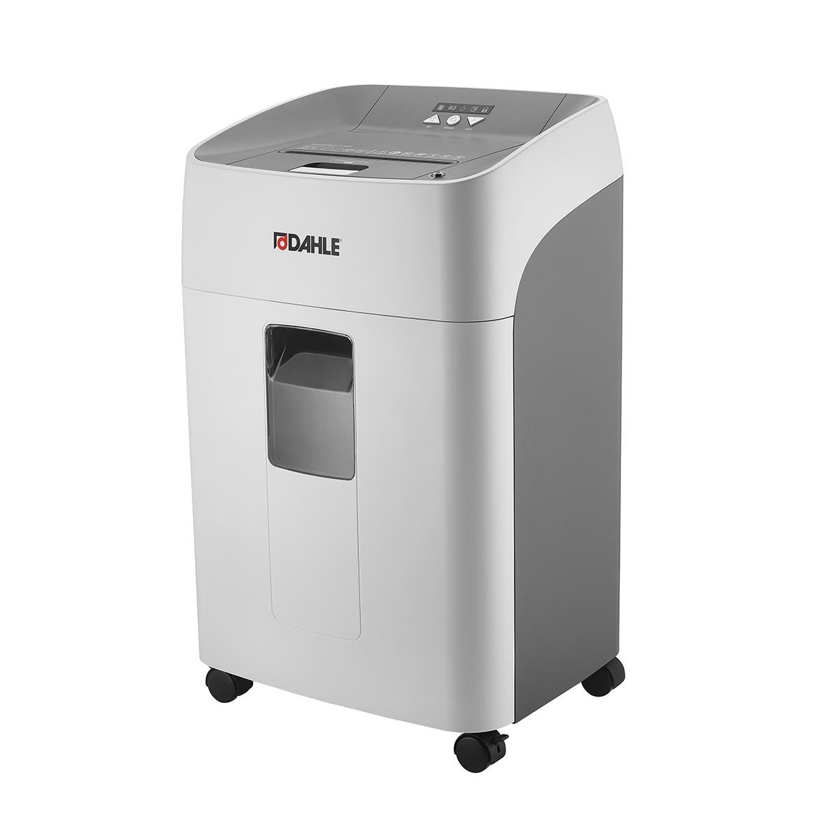 Dokumentförstörare Dahle ShredMatic 300 P4 i vitt och grått