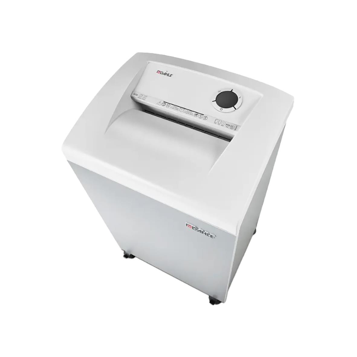 Dahle Team 406 P4 dokumentförstörare i vitt med kontrollknapp på toppen