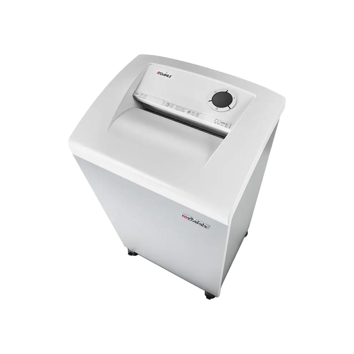 Dahle Team 510 P5 dokumentförstörare i vitt med kontrollknapp på toppen