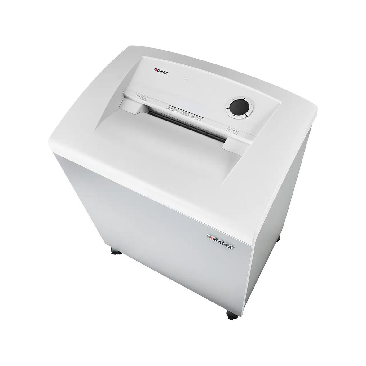 Dahle Department 614 P6 dokumentförstörare i vitt med kontrollknapp och pappersfack