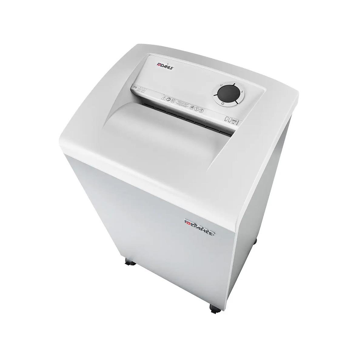 Dahle Team 710 P7 dokumentförstörare i vitt med lock och hjul