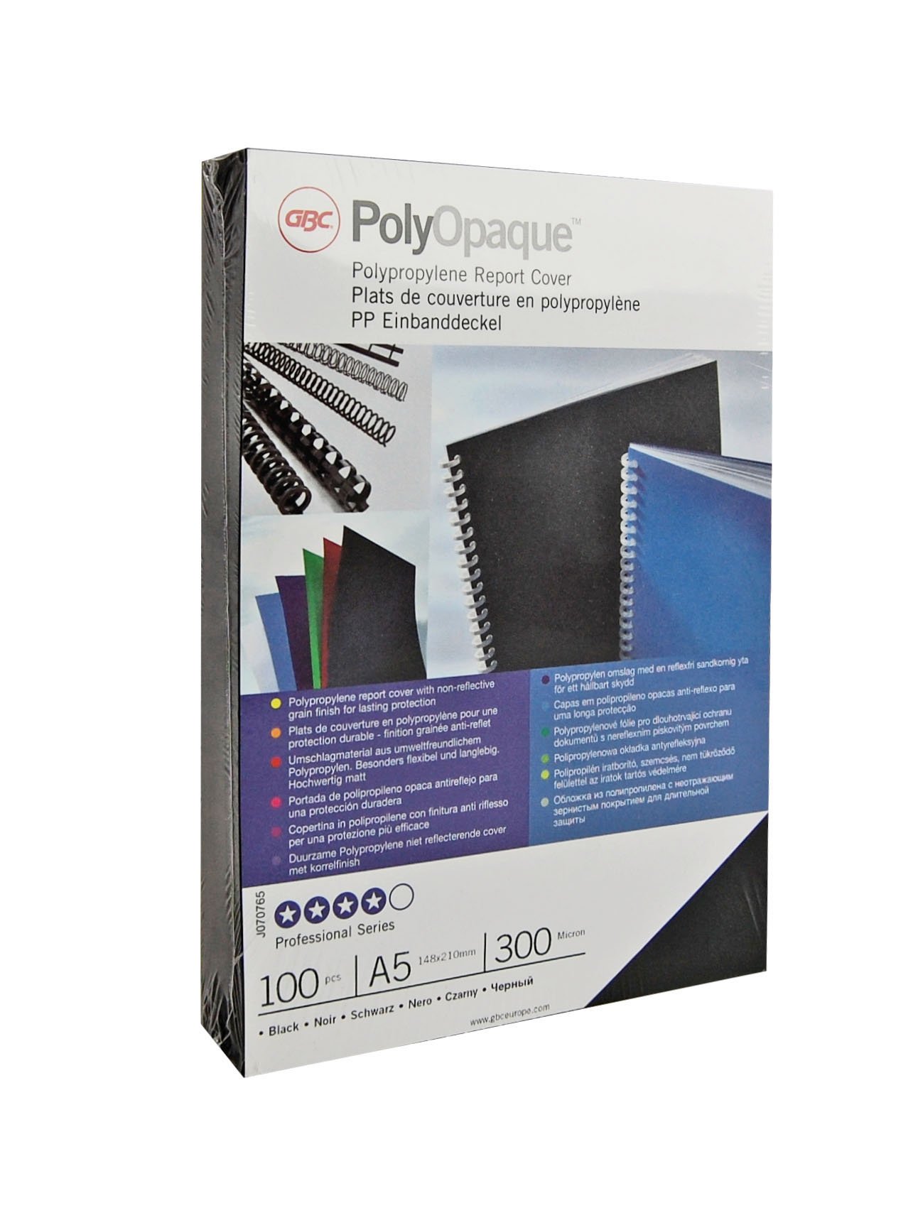 Vit A4-polypropylenomslag GBC PolyOpaque PP 300mikron, professionell serie