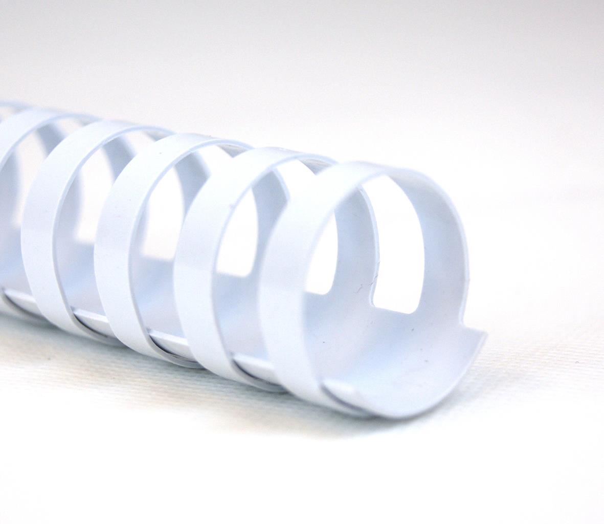 Vit plastspiral GBC 6mm liggande i rad