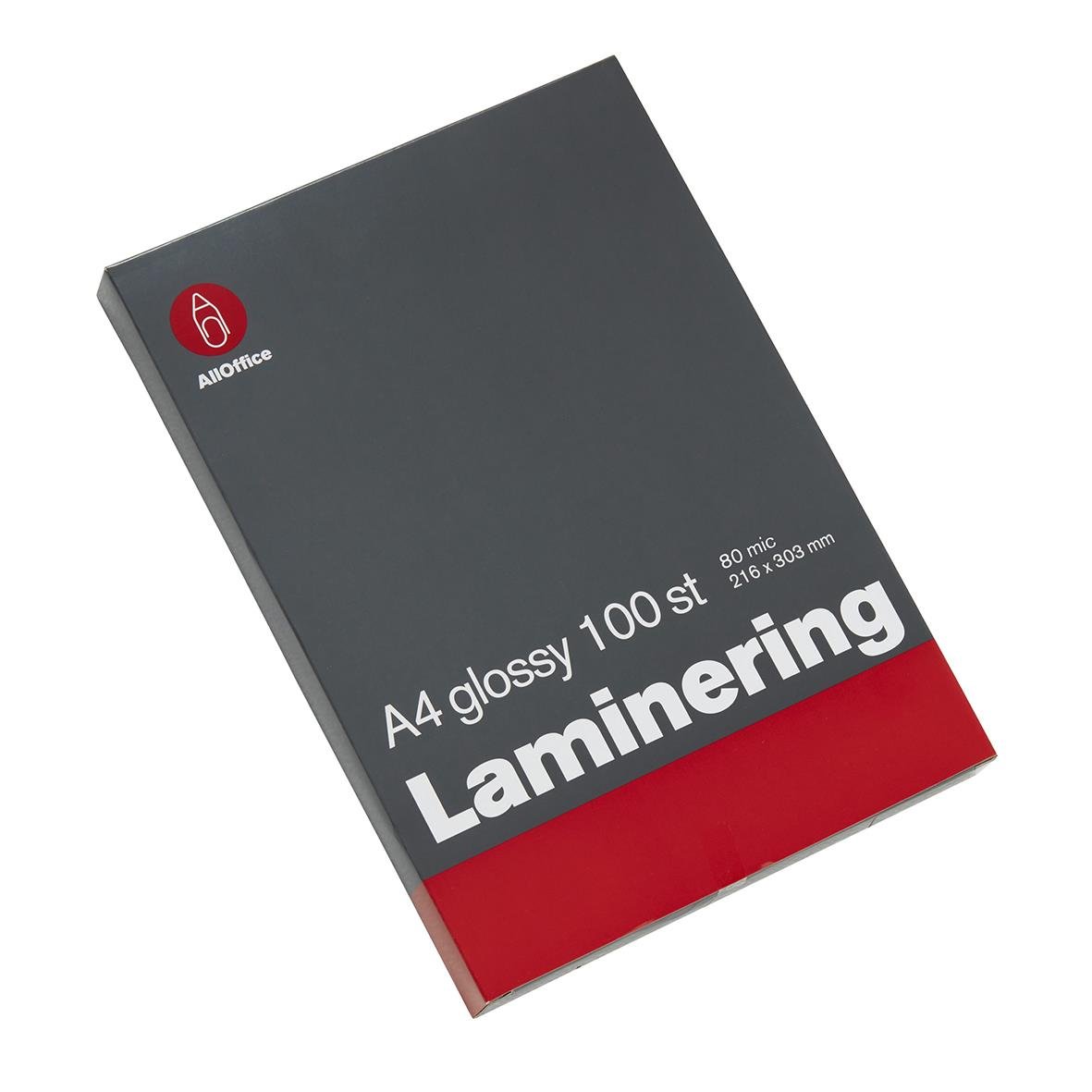 Lamineringsficka AllOffice 2x80mic Klar A4, 100 ark, glansig, 216x303 mm