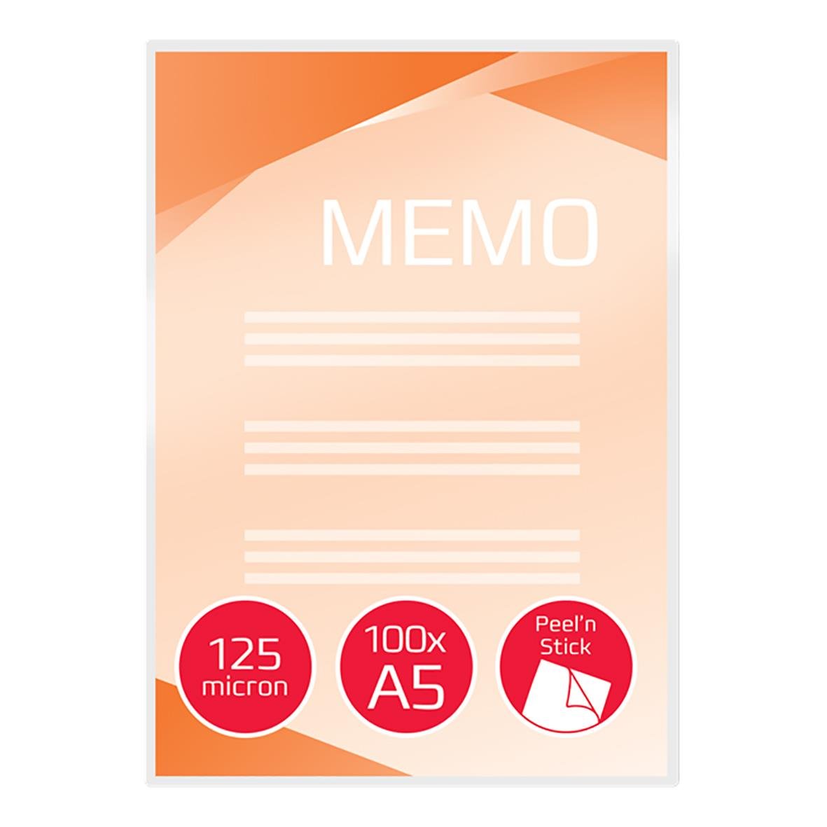 Klar självhäftande lamineringsficka för A5, 125 micron, 100-pack