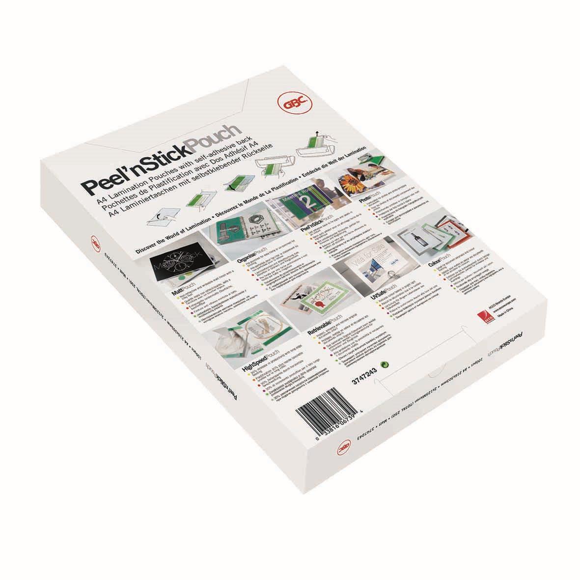 Lamineringsficka GBC Självhäftande 2x125mic Klar A5