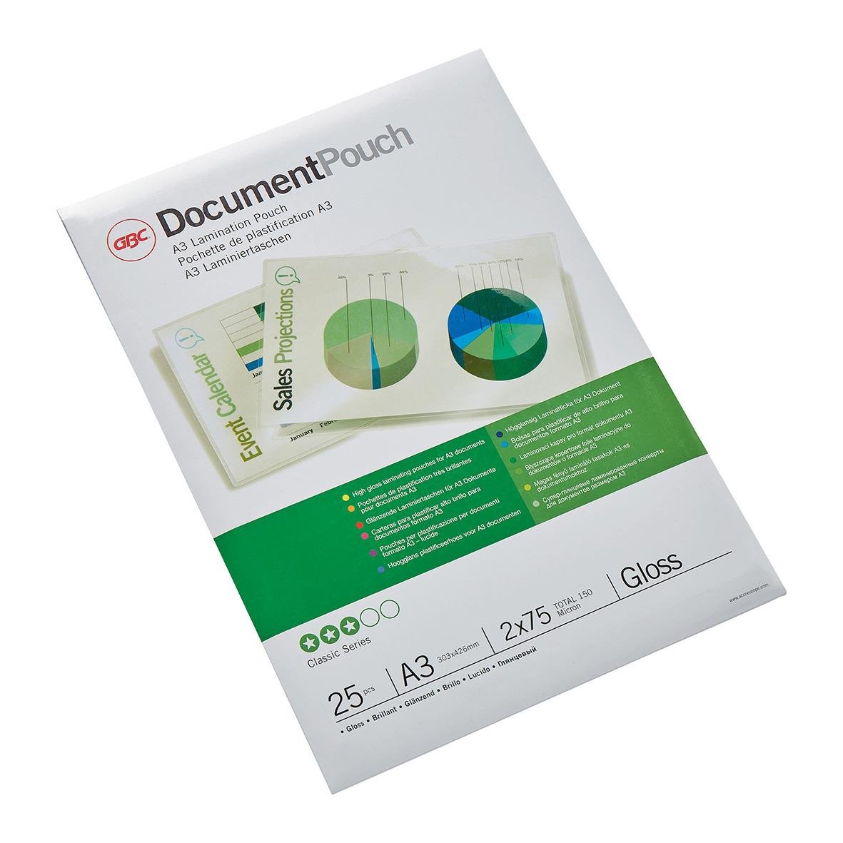 Lamineringsficka GBC 2x75mic Klar A3 för laminering av dokument