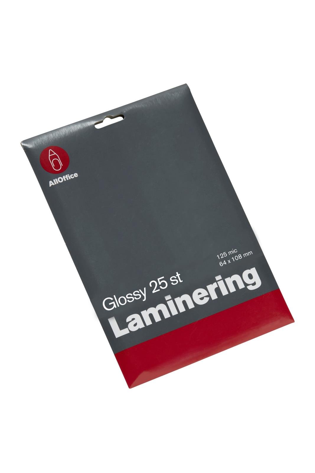 Lamineringsficka AllOffice 2x125mic, klar, 64x108mm, 25 st