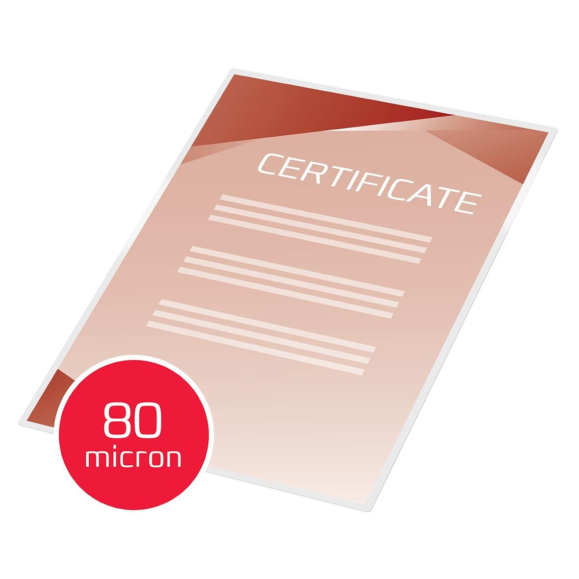 Klar lamineringsficka GBC 2x80mic A4 för certifikat, 80 micron tjock
