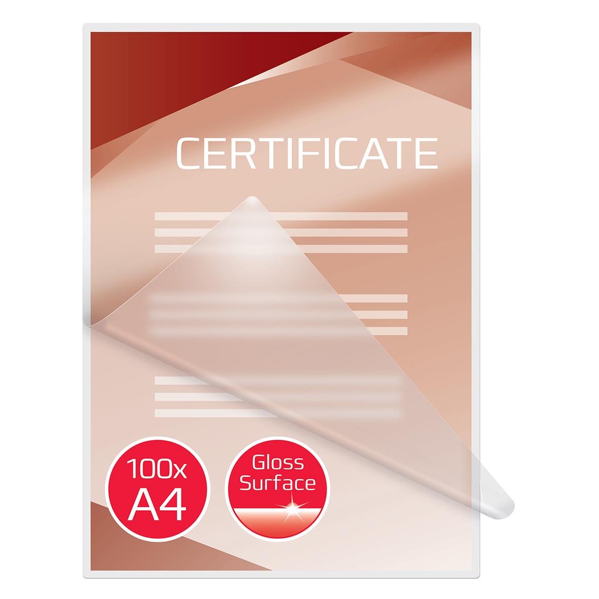 Klar lamineringsficka för A4, 2x80mic, gloss surface, 100 stycken