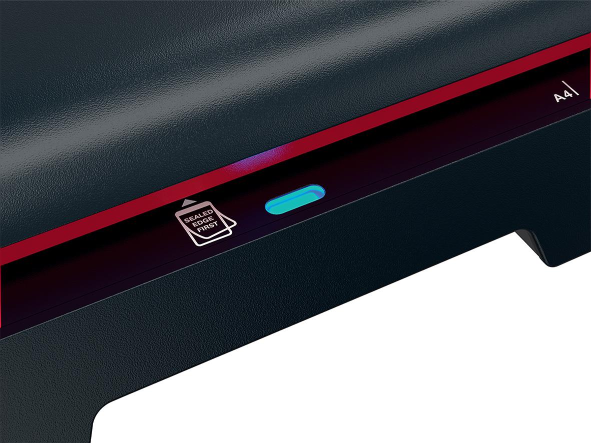 Lamineringsmaskin GBC 240 Series 2 A4 med blå indikatorlampa och svart design
