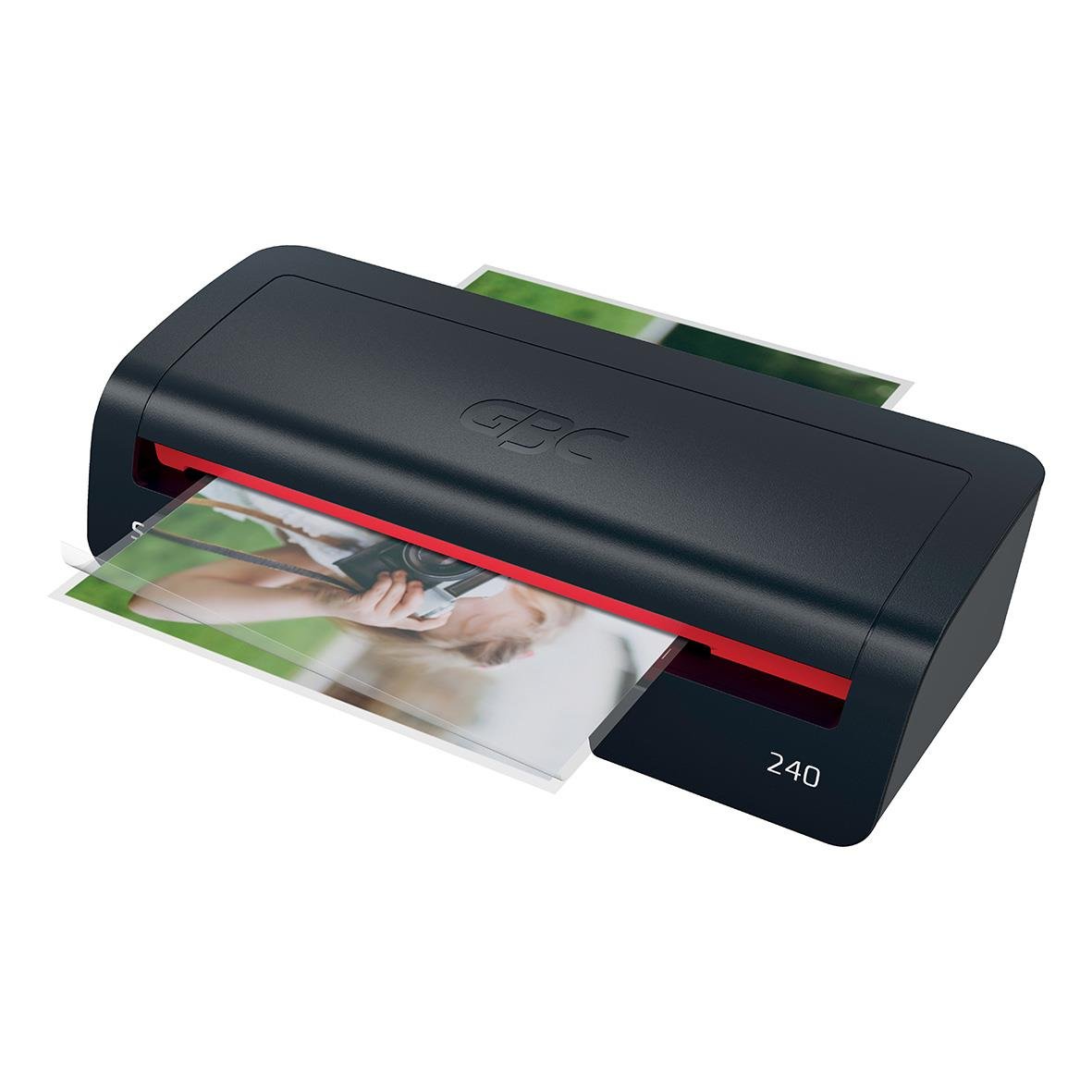 Lamineringsmaskin GBC 240 Series 2 A4 svart med grönt och vitt papper