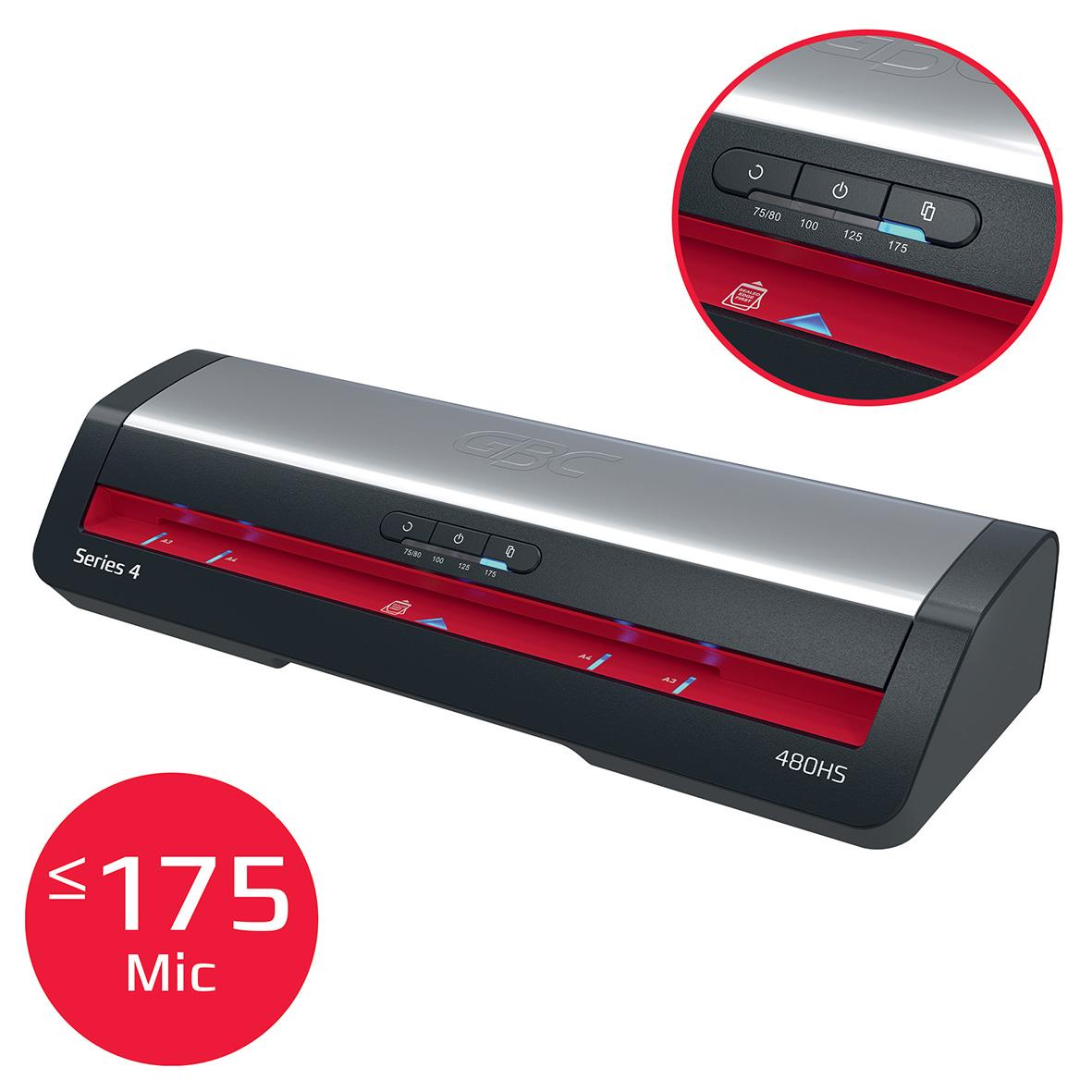 Lamineringsmaskin GBC 480HS Serie 4 A3 med kontrollpanel och lamineringstunnel