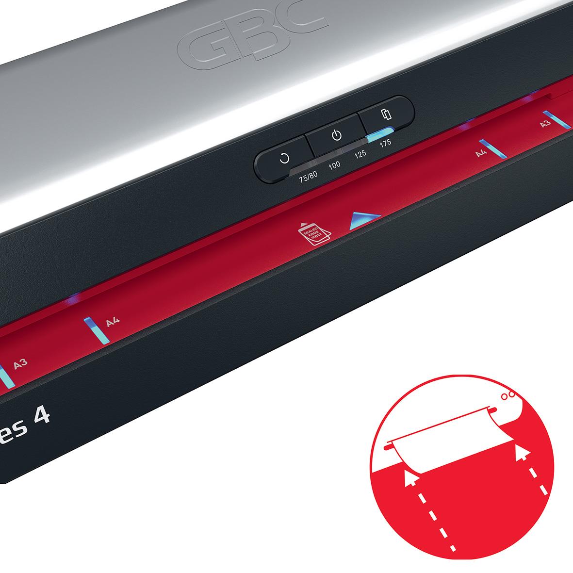 Lamineringsmaskin GBC 480HS Serie 4 A3 med kontrollpanel och lamineringstunnel