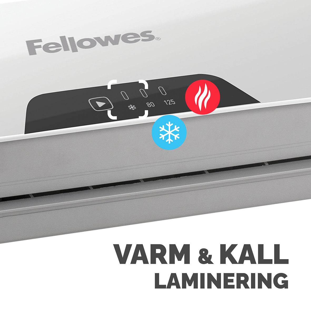 Fellowes Pixel A3 lamineringsmaskin med värme och kall funktion, kontrollpanel och indikatorlampor