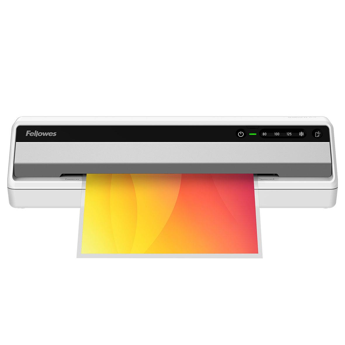 Lamineringsmaskin Fellowes Saturn A3 med utskriven färgad laminat