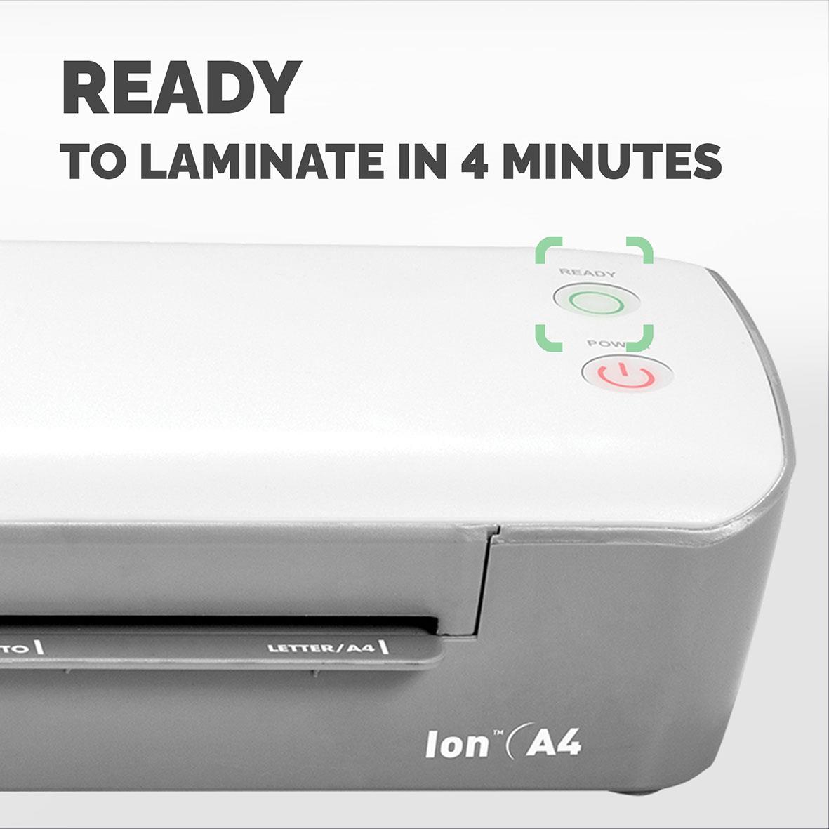 Fellowes Ion A4 lamineringsmaskin med knapp för snabb lamineringsprocess på 4 minuter