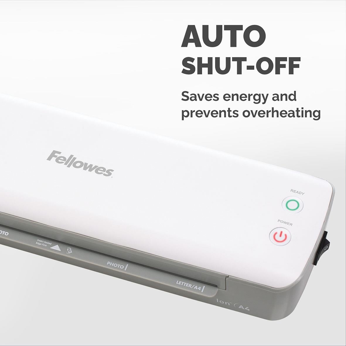 Lamineringsmaskin Fellowes Ion A4 med auto avstängning för energibesparing och överhettningsskydd