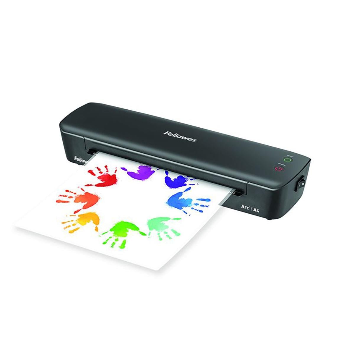 Lamineringsmaskin Fellowes Arc A4 laminering av färgglad handavtryck på papper