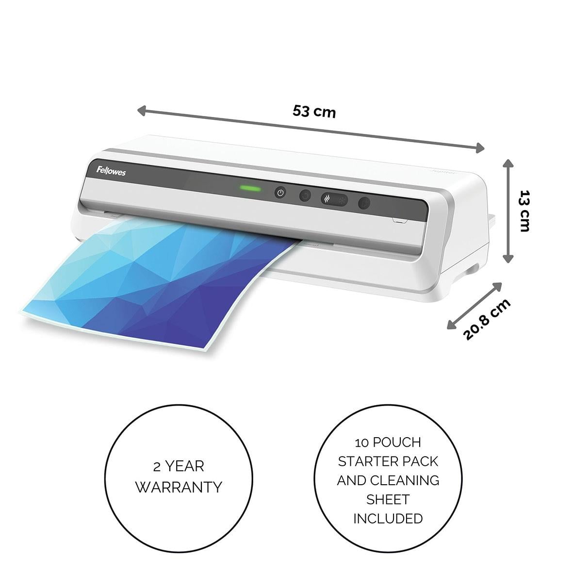Fellowes Jupiter A3 lamineringsmaskin med måtten 53x13x20.8 cm, inkluderar garanti och startpaket