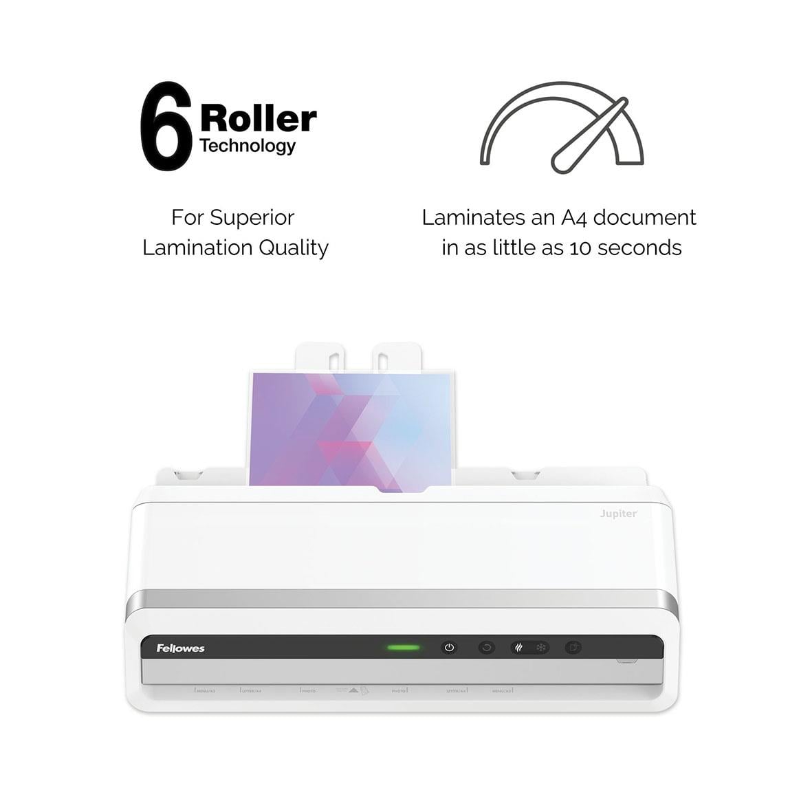Fellowes Jupiter A3 lamineringsmaskin med 6 rollers för snabb lamineringsprocess