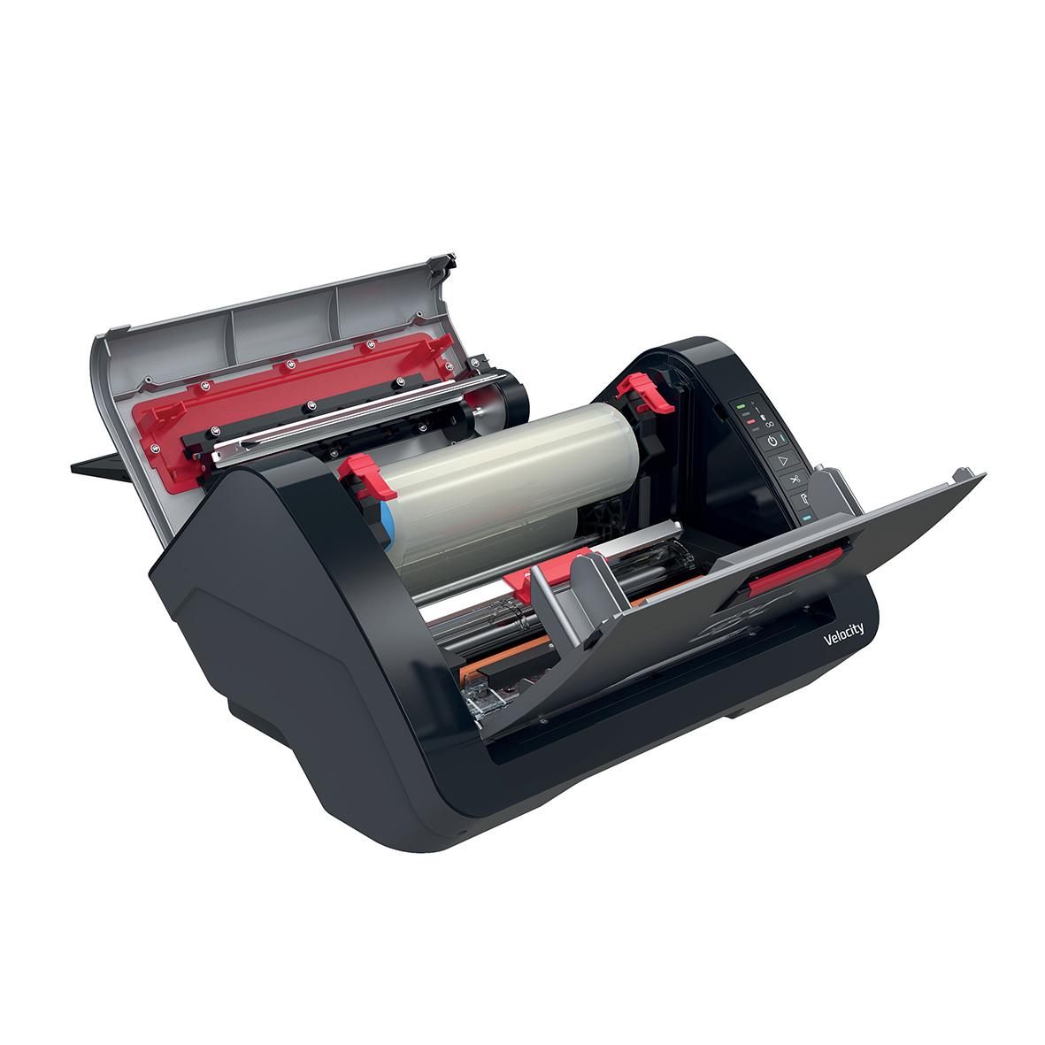Lamineringsmaskin GBC Velocity Automatisk A4 med öppnad lock och lamineringstank