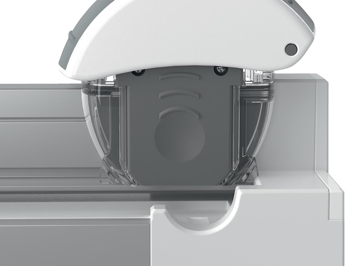 Skärmaskin Leitz Office A4+ med vit och grå design