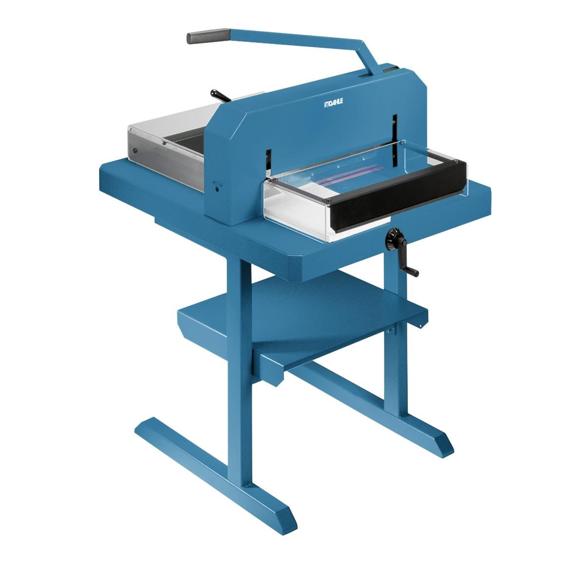 Skärmaskin Dahle 846 A3 i blå färg med arbetsbord och handtag