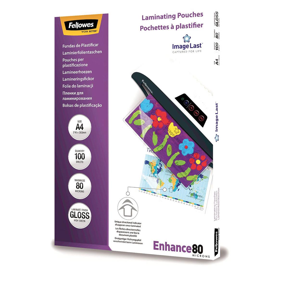 Fellowes lamineringsficka 80 micron, A4, 100 st, blank, för plastlaminering