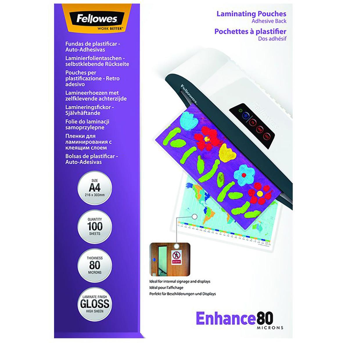Lamineringsficka Fellowes Självh 80 Micron Blank A4 för laminering av dokument