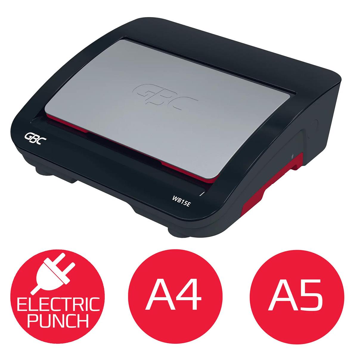 Spiralinbindningsmaskin GBC WireBind WB15E för A4 och A5 papper, elektrisk stans