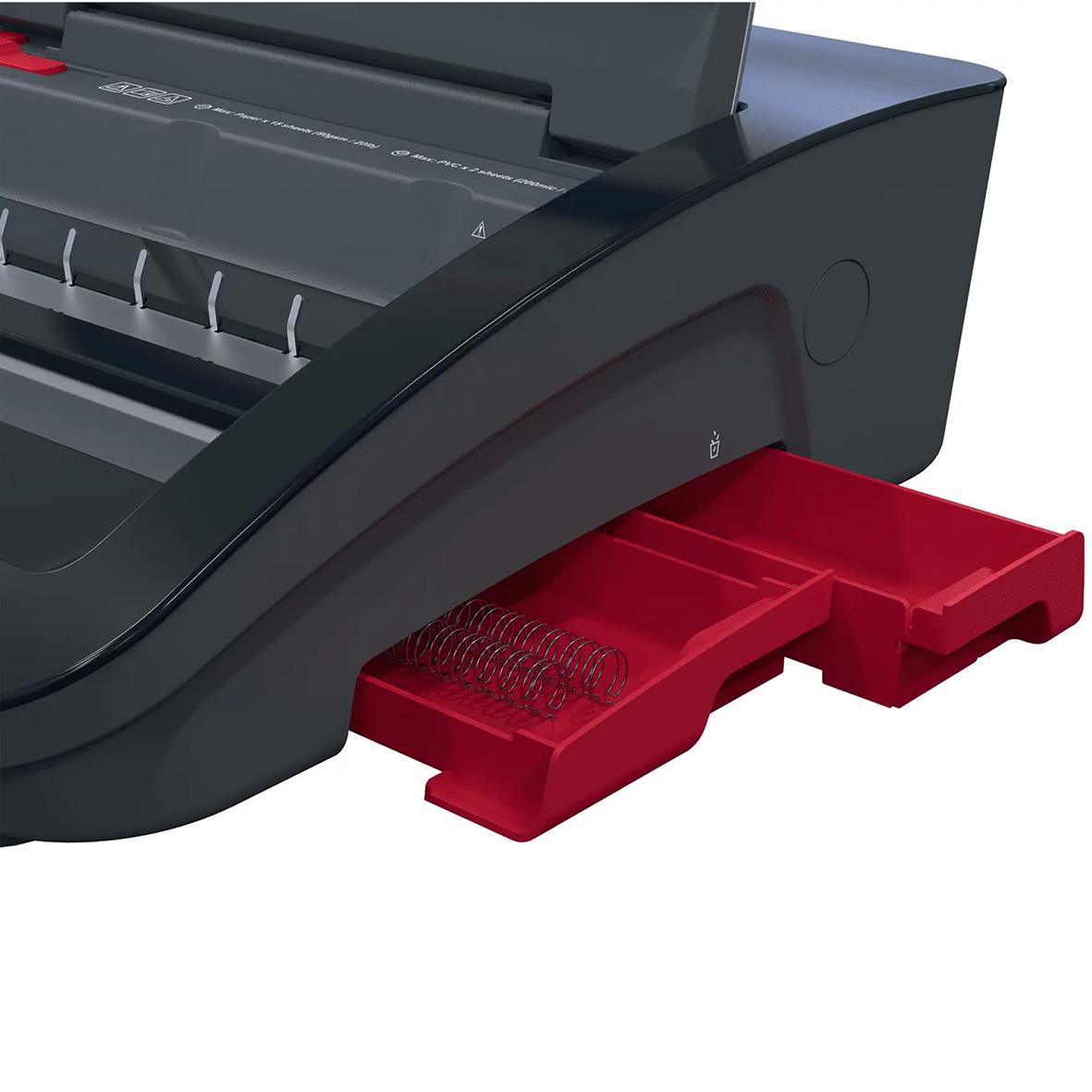 Spiralinbindningsmaskin GBC WireBind WB15E med röd tillbehörsbox för spiraler