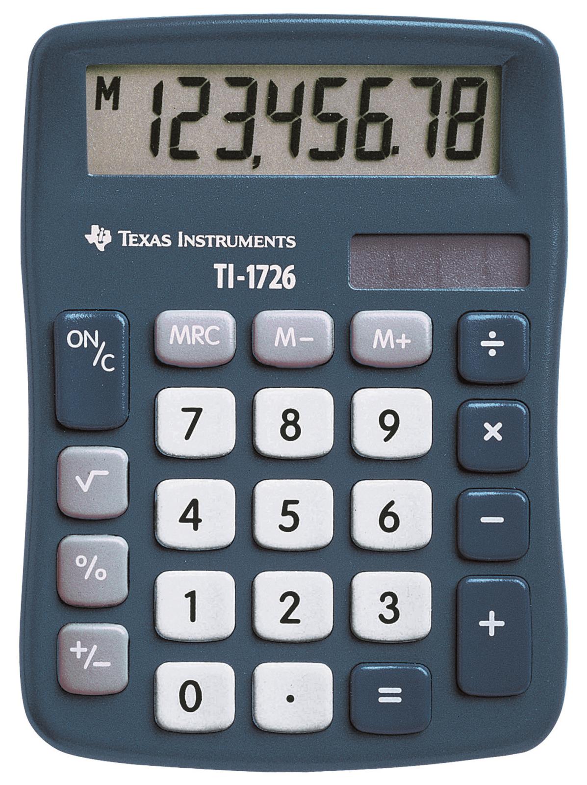 Miniräknare Texas TI-1726 med blått skal och stor display