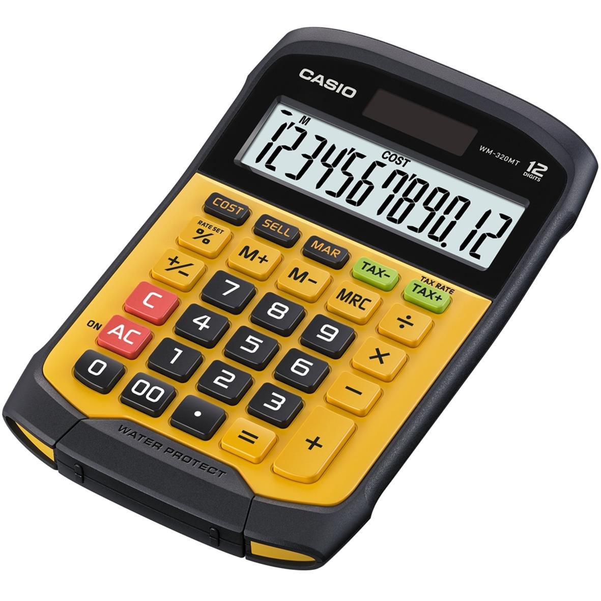 Bordsräknare Casio WM-320 med svart och gul design och stor display