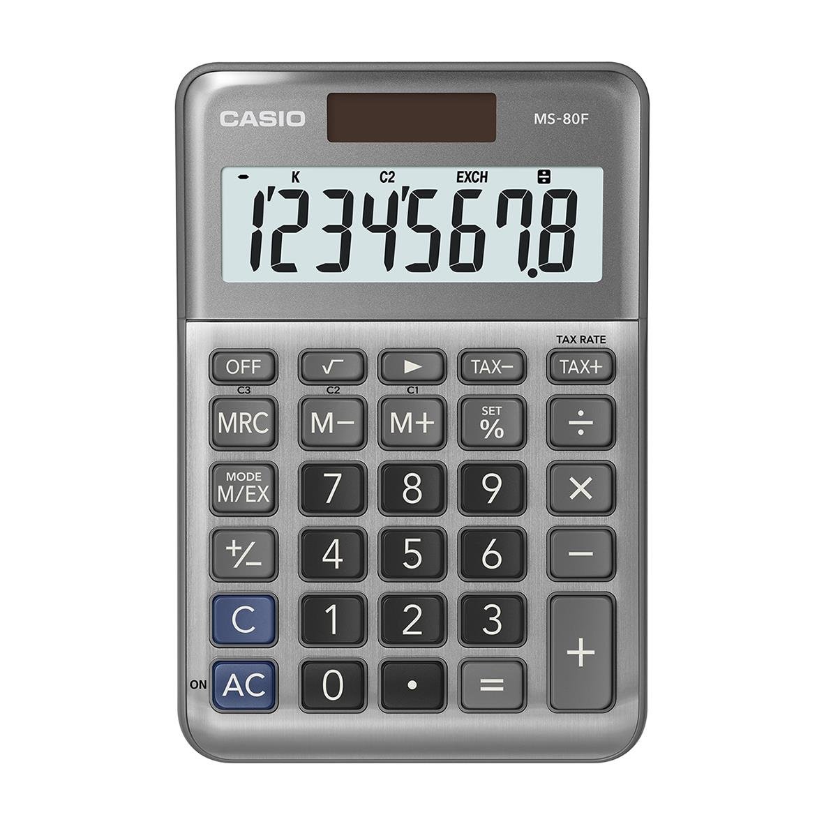 Bordsräknare Casio MS-80F med stor display och knappar för grundläggande beräkningar