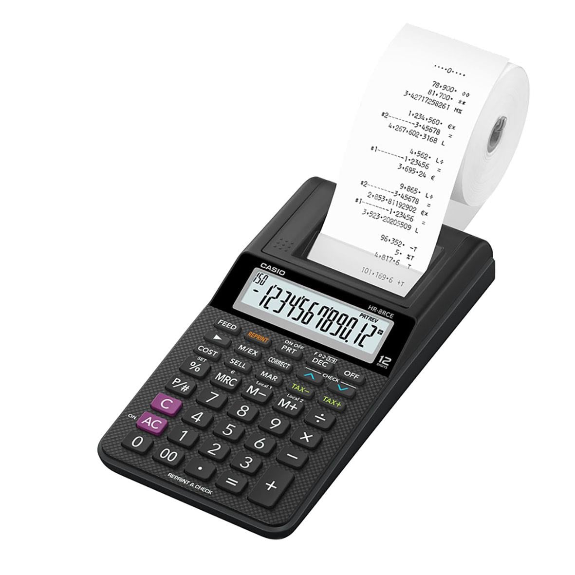 Casio HR-8RCE kalkylator med utskriftsfunktion och kvittolista