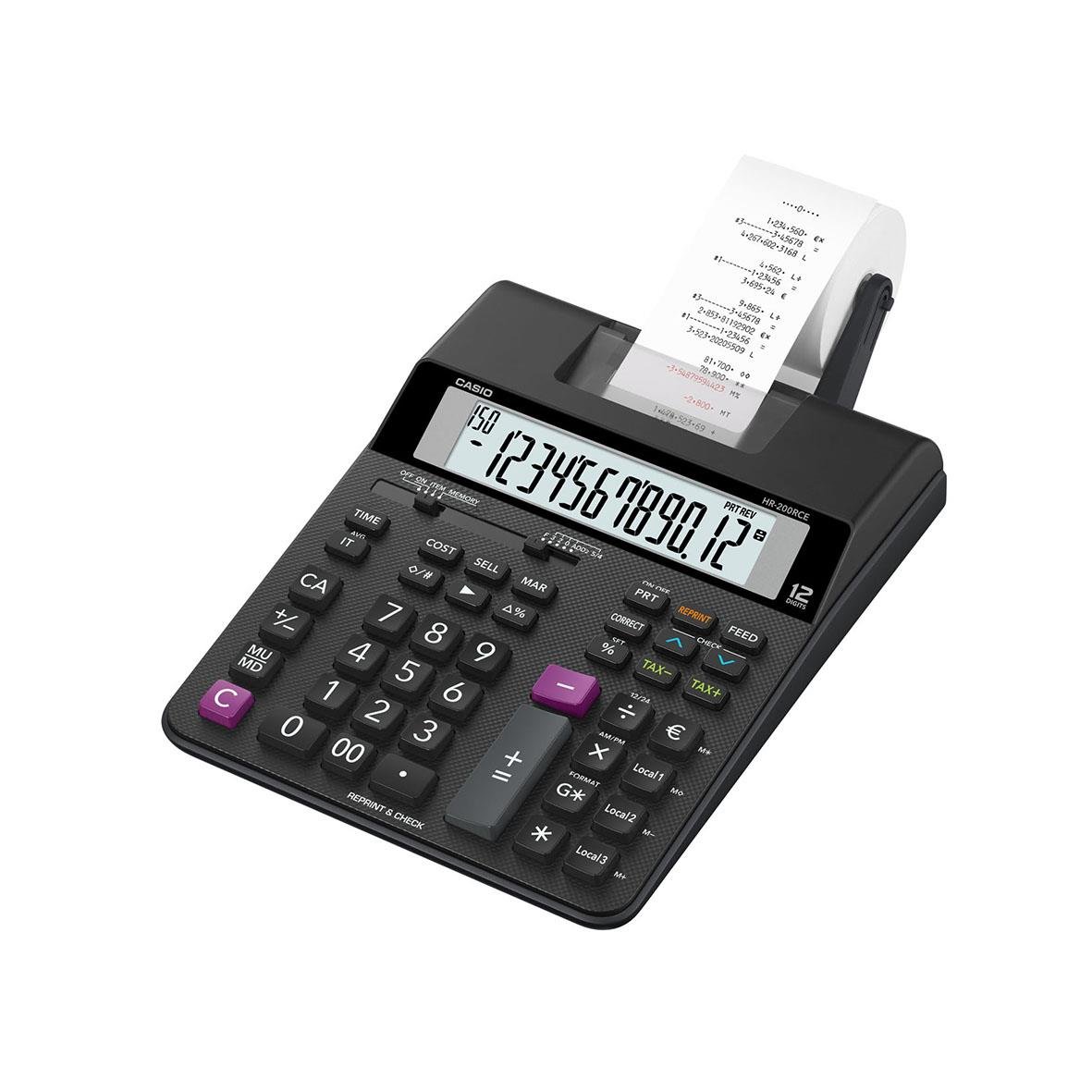 Casio HR-200RCE räknare med kvittoläsare och digital display