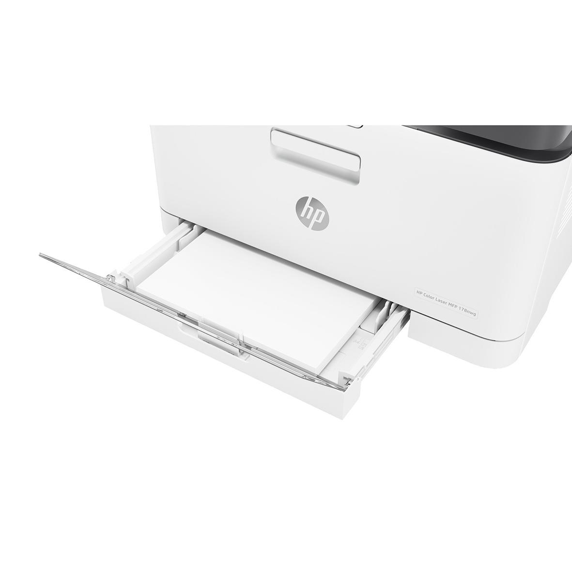 HP Color LaserJet MFP 178nw laserskrivare med utskriftsfack öppnad
