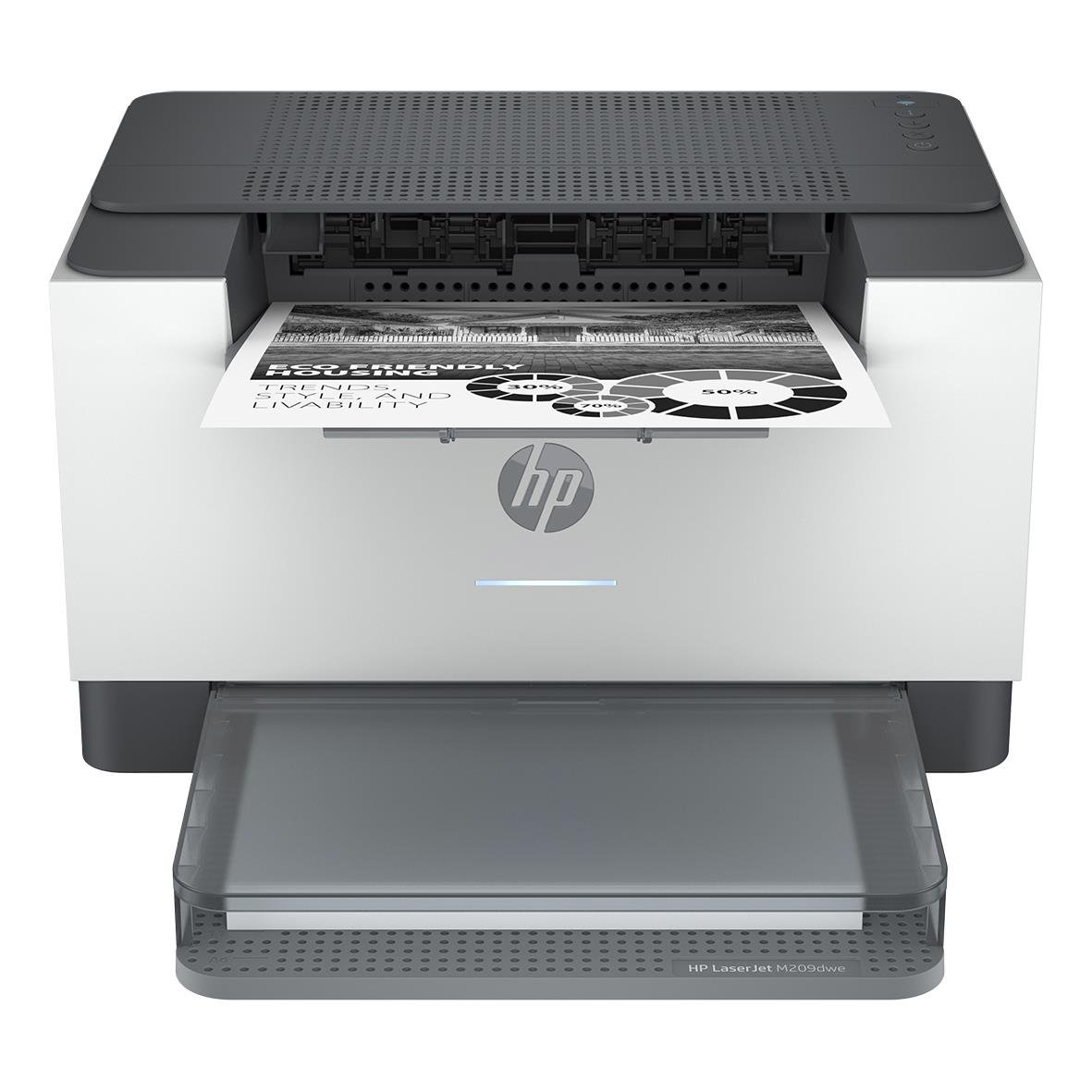 HP LaserJet Mono M209dw skrivare med utskriftskvalitet och pappersutmatning