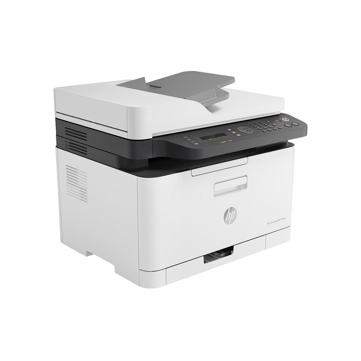 Multifunktionsskrivare HP Color Laser 179fnw i vitt och svart med skärm och knappar