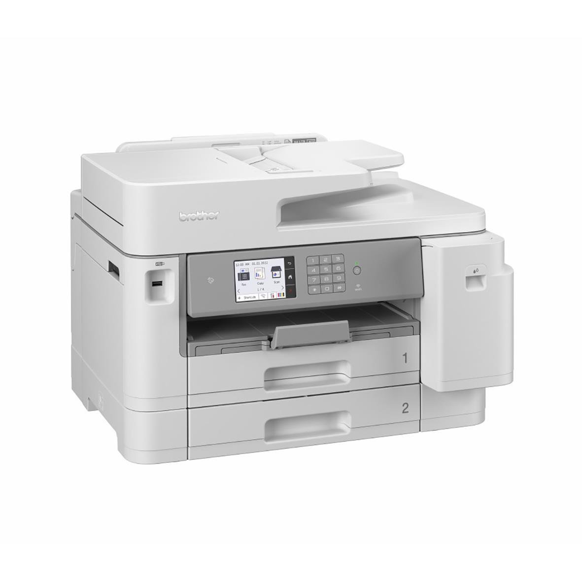 Vit multifunktionsskrivare Brother MFC-J5955DW med A3-utskrift och touchskärm