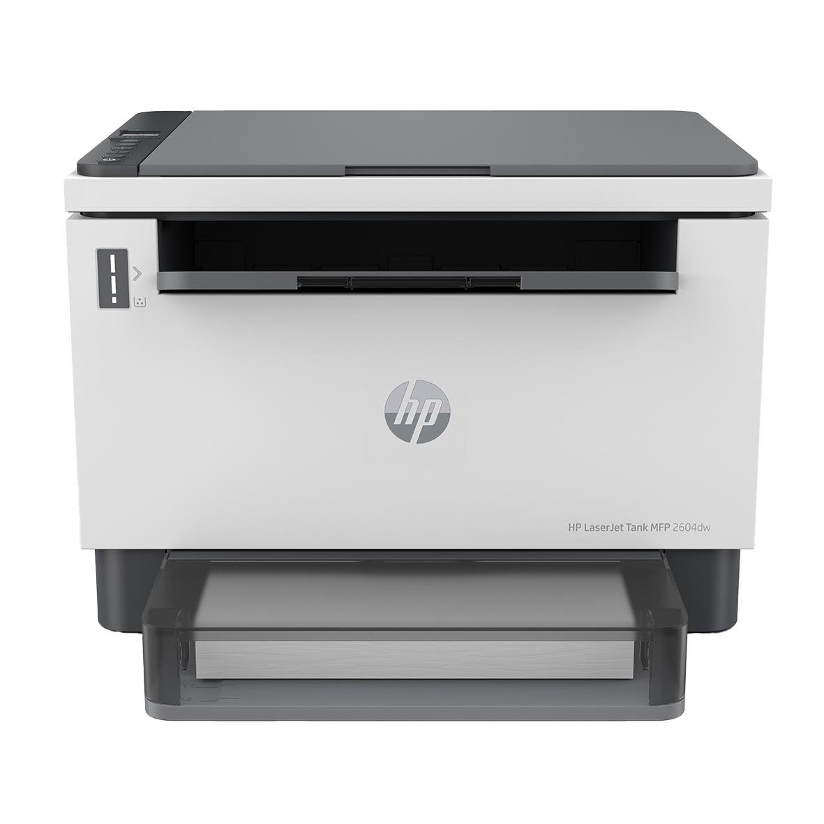 HP Laserjet 2604dw svartvit laserskrivare med pappersfack och kontrollpanel