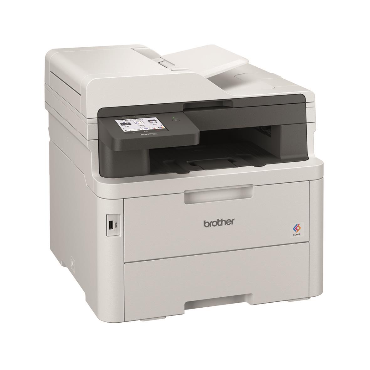 Multifunktionsskrivare Brother MFC-L3760CDW laser i vitt med skärm och pappersfack