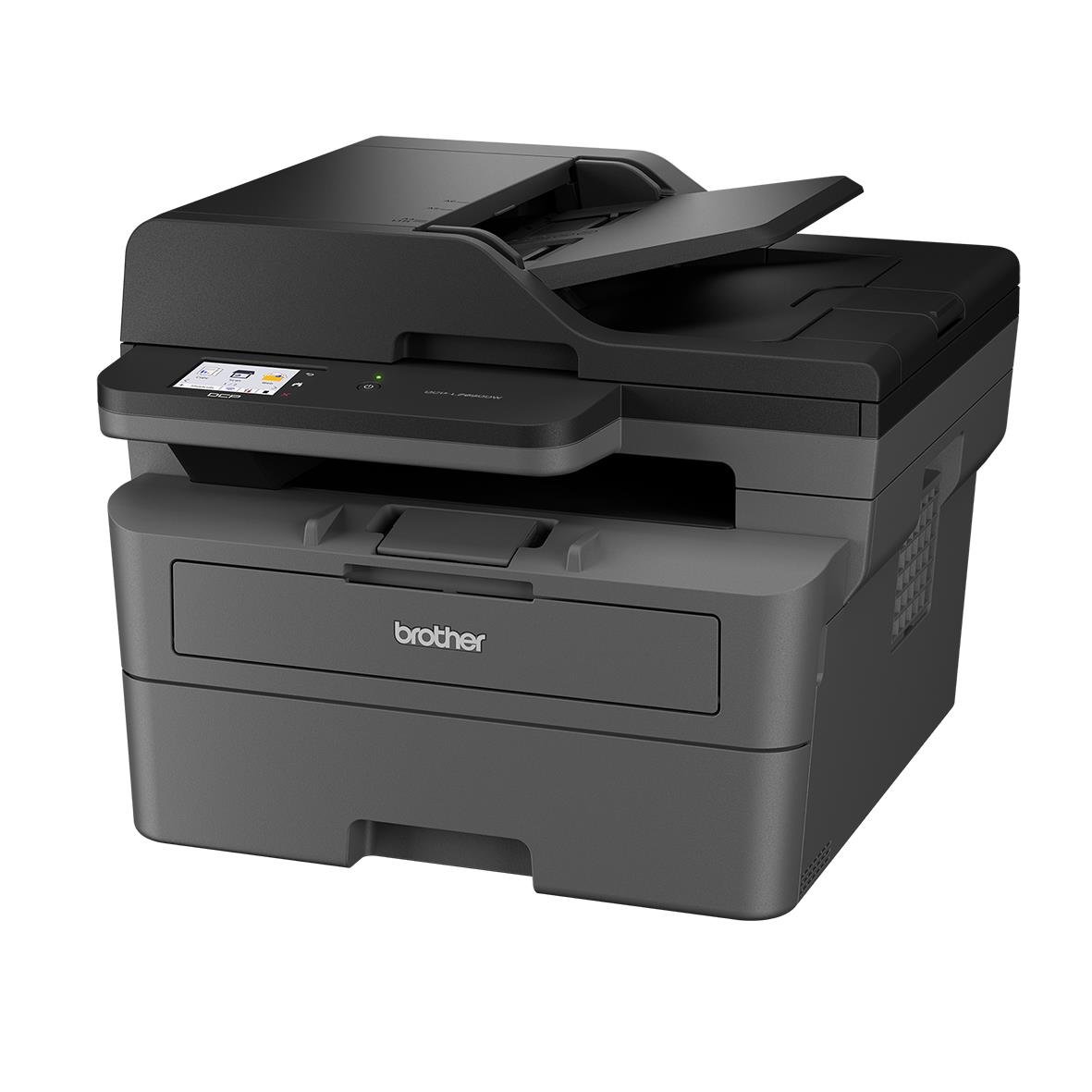 Multifunktionsskrivare Brother DCP-L2660DW i svart och grå, med skärm och utskriftsfunktion