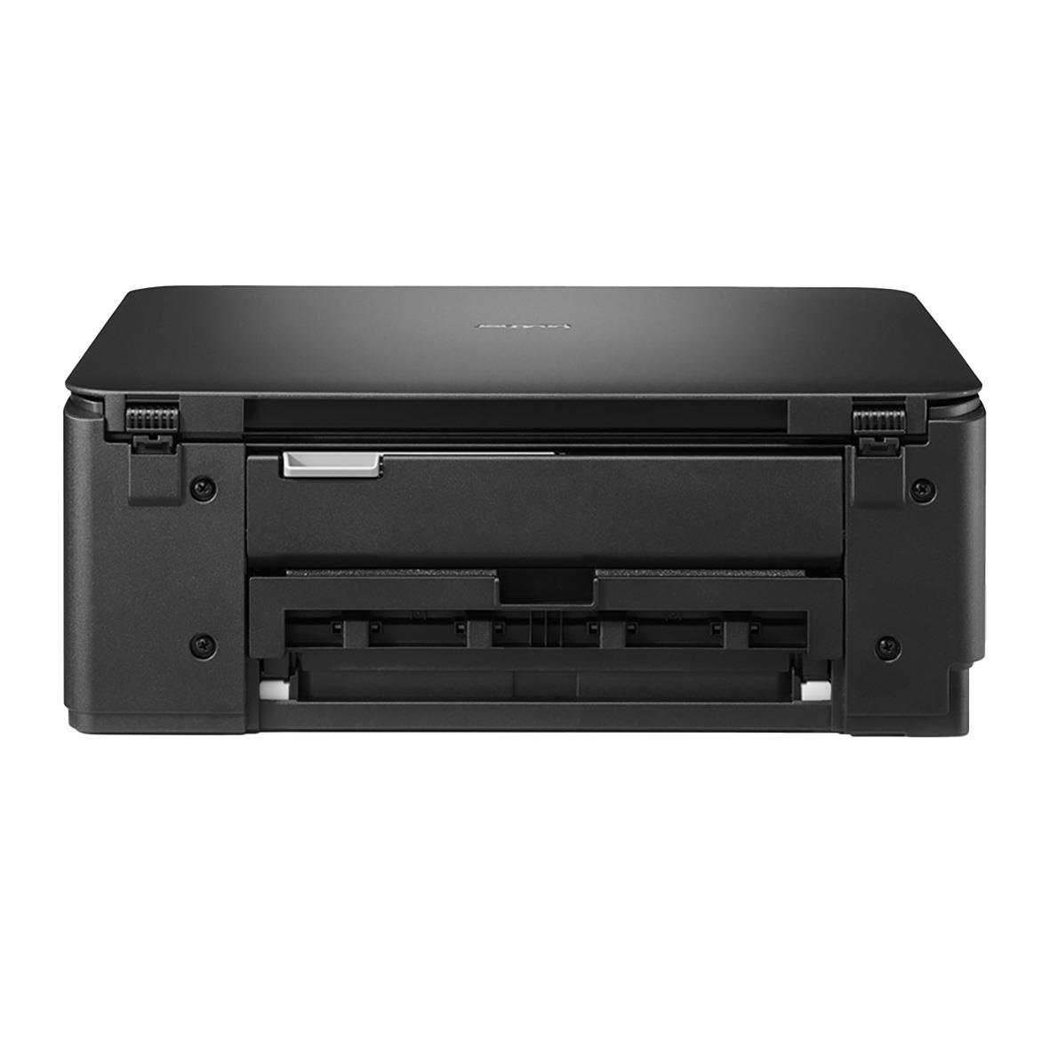 Multifunktionsskrivare Brother DCP-T580DW i svart, visar framsidan med utskrifts- och skanningsfunktion