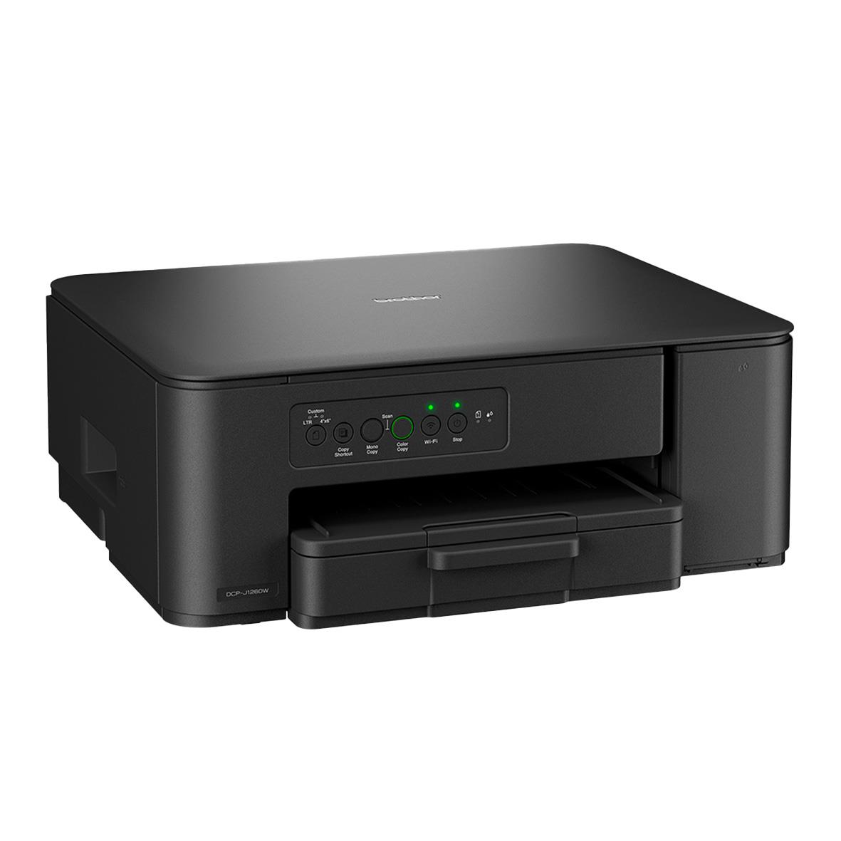 Multifunktionsskrivare Brother DCP-J1260W i svart med display och utskriftsfunktion